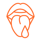 Fournir un échantillon de salive pour les test PGx Icone de bouche avec goutte de salive pour l'échantillon du test pharmacogénétique douleur