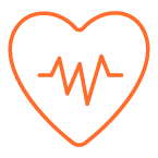 Icon cœur orange pour la santé cardiovasculaire et les éléments analysés dans le test ADN nutrition