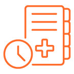 Icone de rapport avec horloge pour les délais d'émission du rapport de test ADN PGx douleur