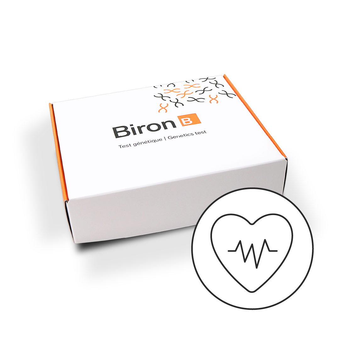 Boîte de test PGx Cardio de Biron contenant le kit de prélèvement d'ADN dans la salive